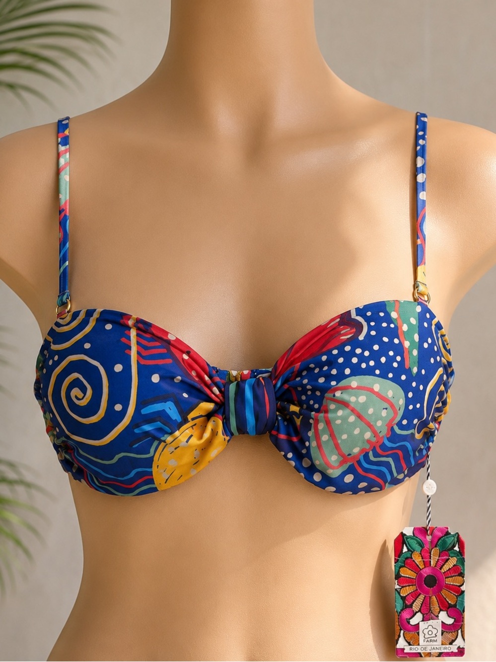NWT Farm Rio x Anthropologie Arara Azul Parrot Balconette Bikini Top M